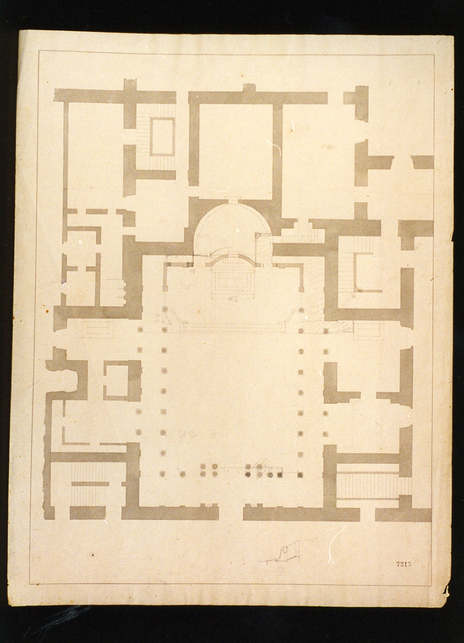 planimetria della cappella Palatina del palazzo di Capodimonte (disegno) di Niccolini Antonio (prima metà sec. XIX)