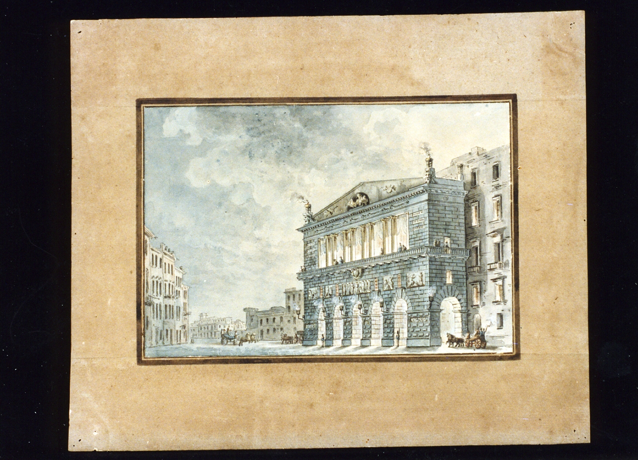 prospetto del teatro San Carlo (disegno) di Niccolini Antonio (sec. XIX)