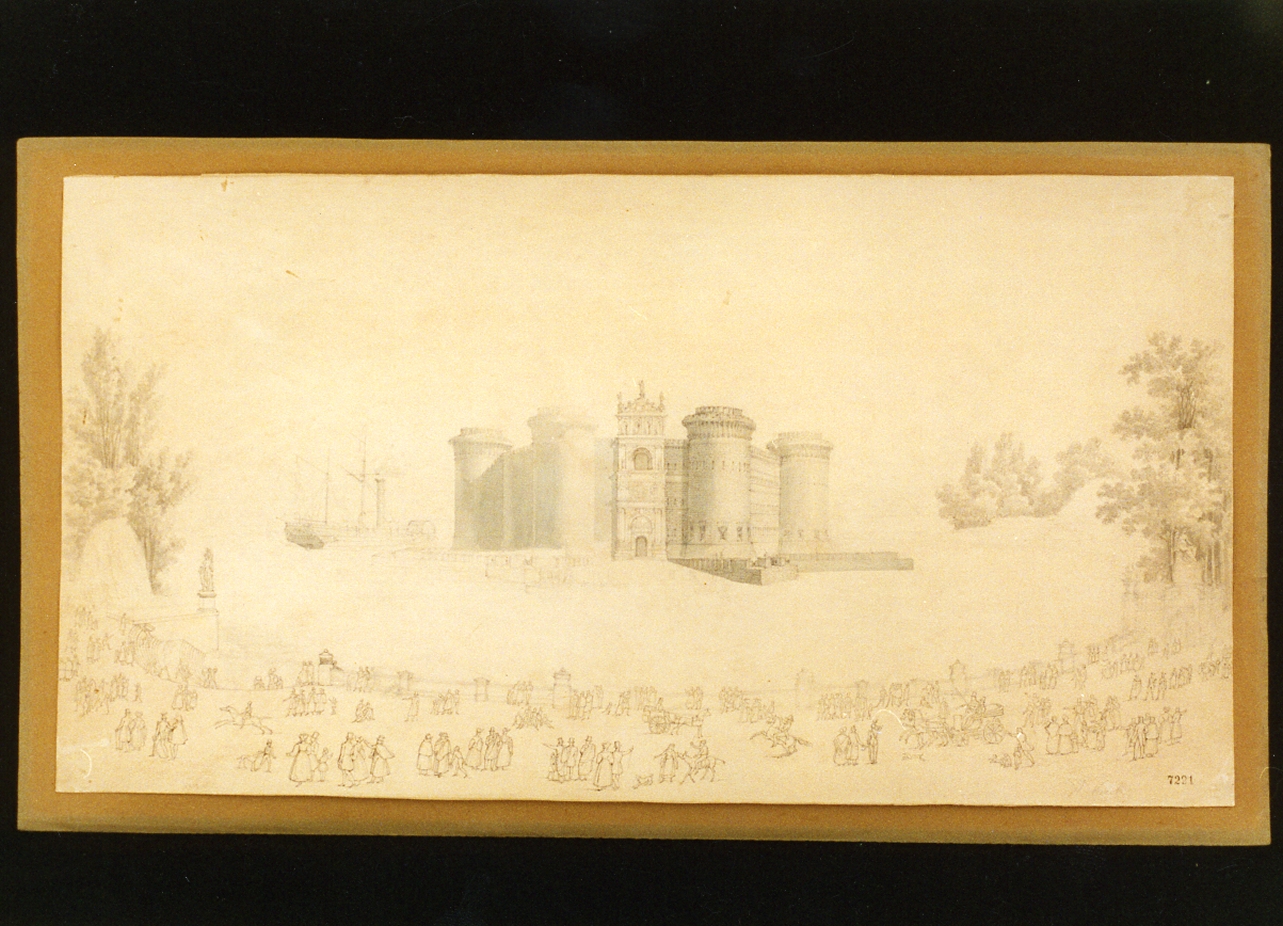 progetto di sistemazione del Largo del Castel Nuovo (disegno) di Niccolini Antonio (sec. XIX)