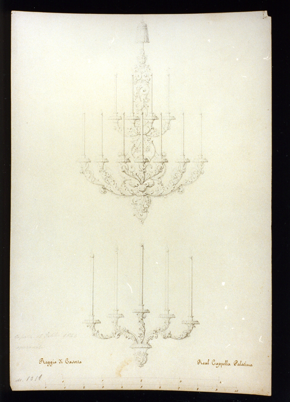 lampadario (disegno) di Niccolini Antonio (prima metà sec. XIX)