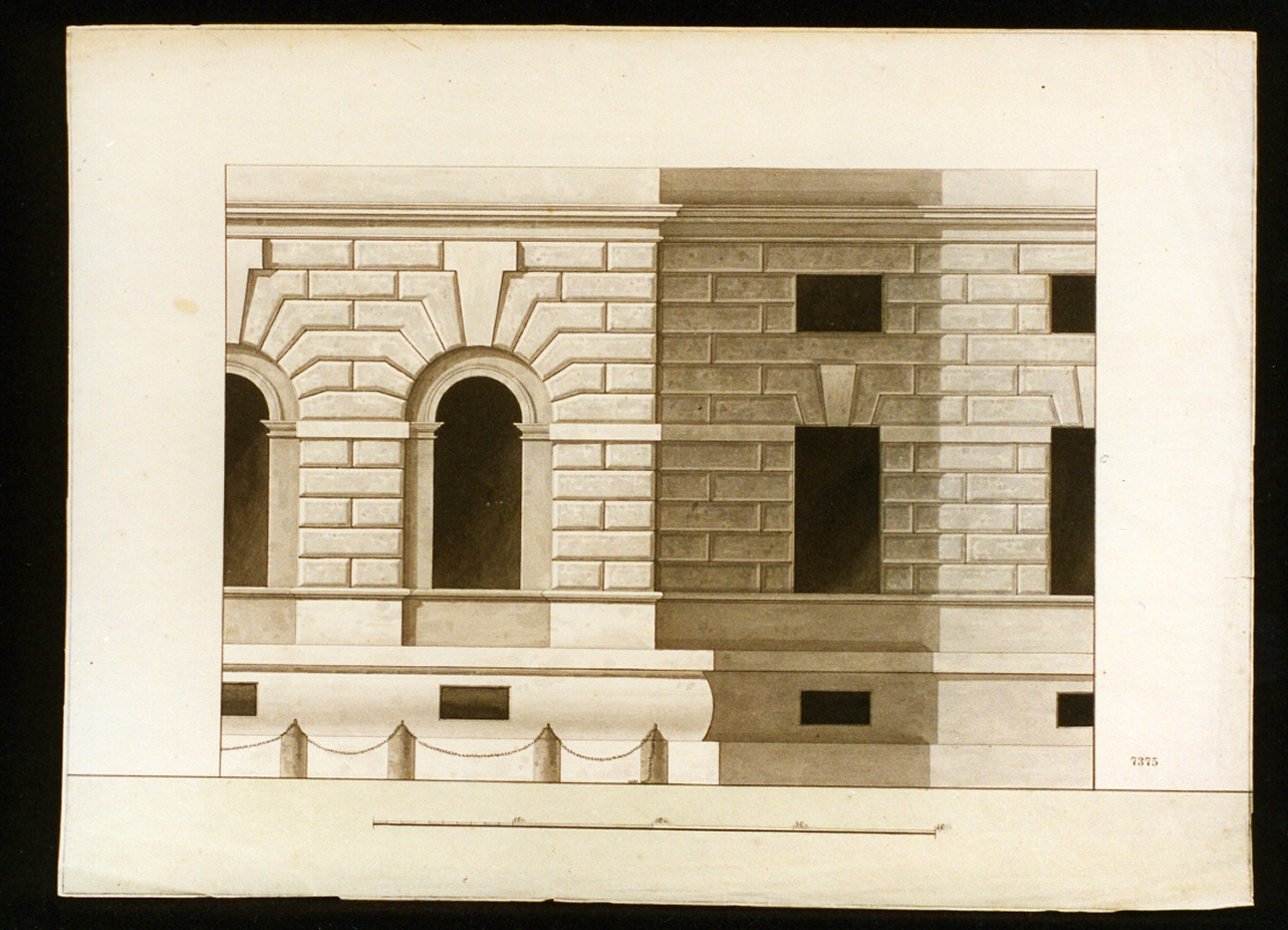 prospetto di edificio (disegno) di Niccolini Antonio (prima metà sec. XIX)