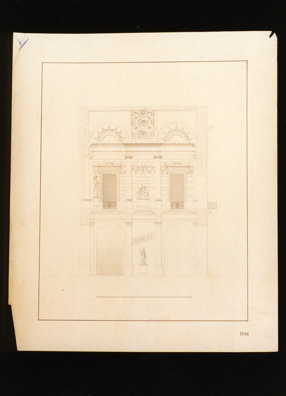 sezione di palazzo (disegno) di Niccolini Antonio (prima metà sec. XIX)