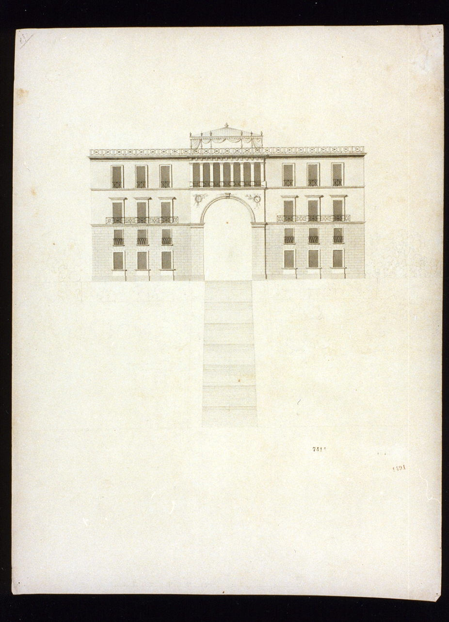 progetto di palazzo (disegno) di Niccolini Antonio (prima metà sec. XIX)