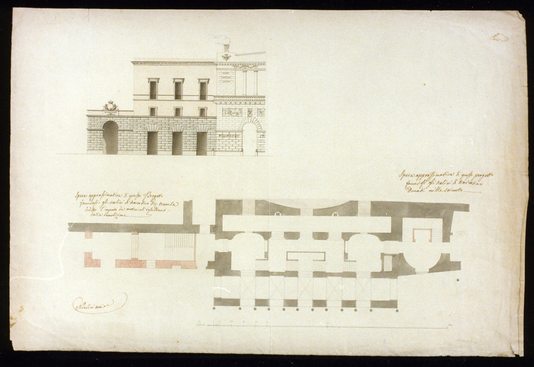 prospetto di teatro (disegno) di Niccolini Antonio (sec. XIX)