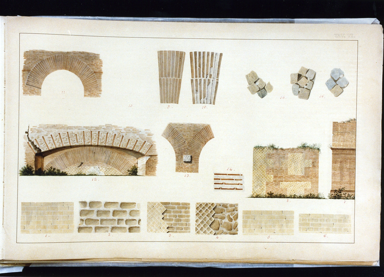 murazioni romane (disegno) di Niccolini Antonio (prima metà sec. XIX)