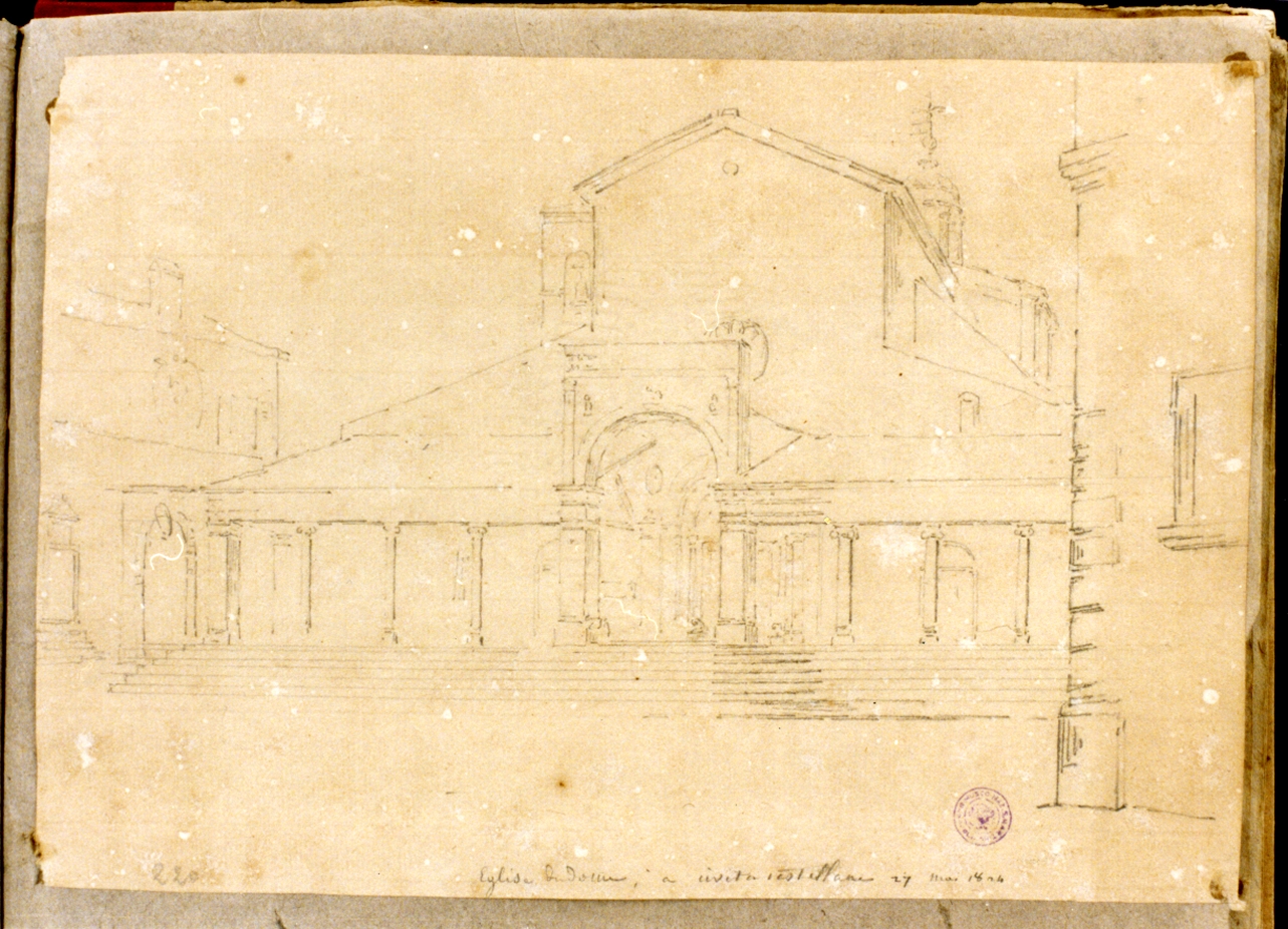 facciata di chiesa (disegno) di Vervloet Frans (sec. XIX)