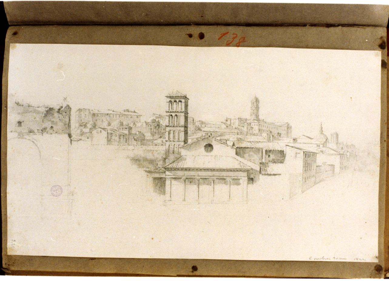 paesaggio con architettura (disegno) di Vervloet Frans (primo quarto sec. XIX)