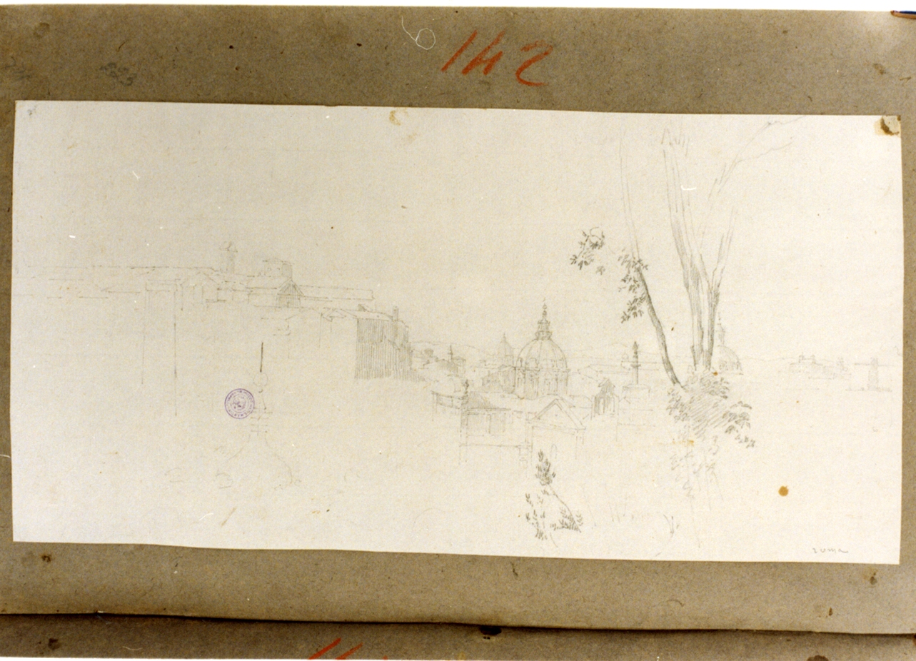 veduta di città (disegno) di Vervloet Frans (prima metà sec. XIX)