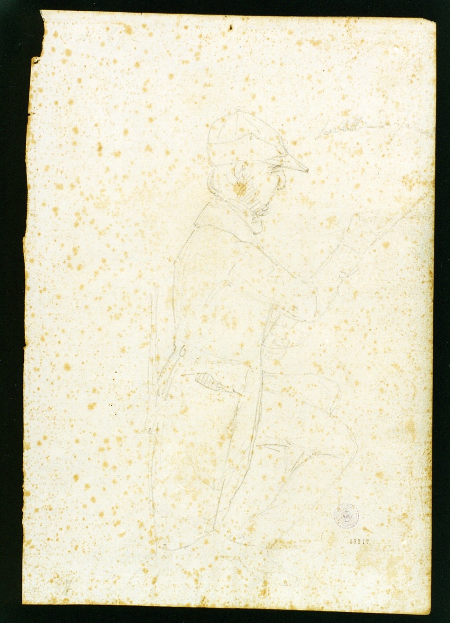 figura maschile che dipinge (disegno) di Serritelli Giovanni (metà sec. XIX)