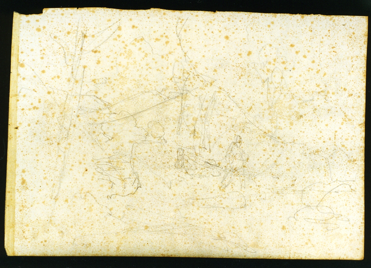paesaggio con figure (disegno) di Serritelli Giovanni (metà sec. XIX)