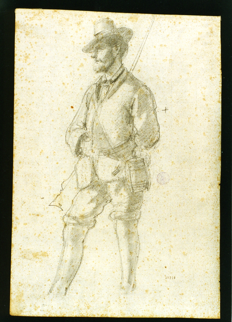 figura di cacciatore (disegno) di Serritelli Giovanni (metà sec. XIX)