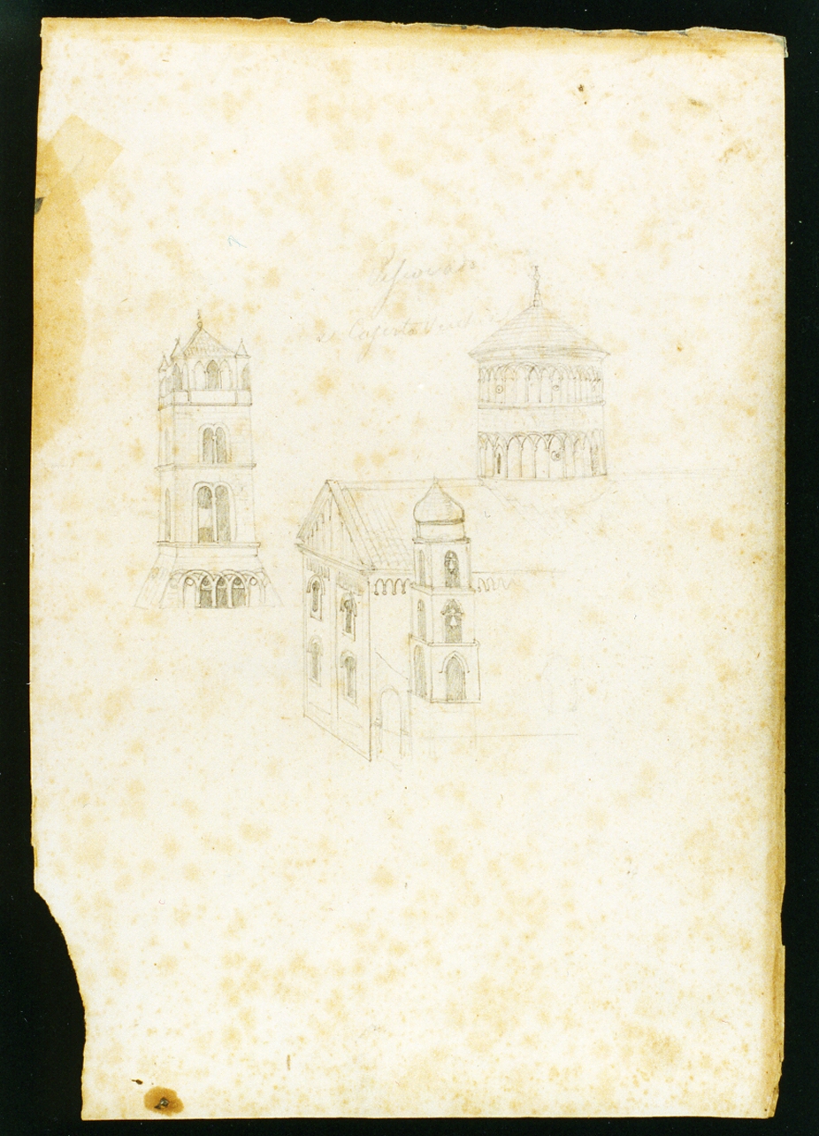 schizzi della cattedrale di Caserta Vecchia (disegno) di Serritelli Giovanni (metà sec. XIX)