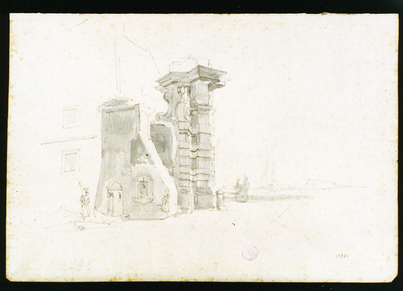 Porta del Carmine (disegno) di Serritelli Giovanni (metà sec. XIX)