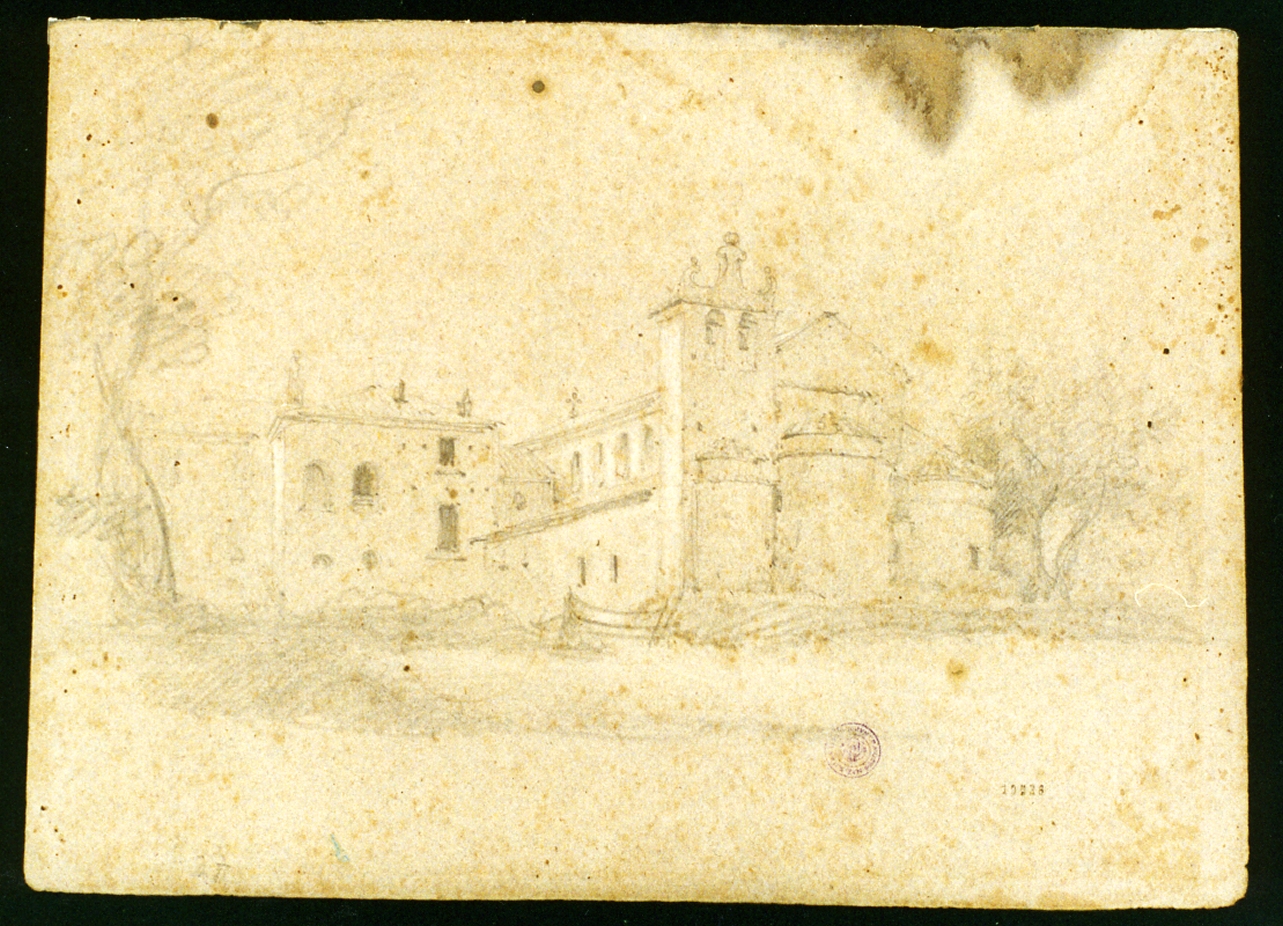 veduta con chiesa (disegno) di Serritelli Giovanni (metà sec. XIX)