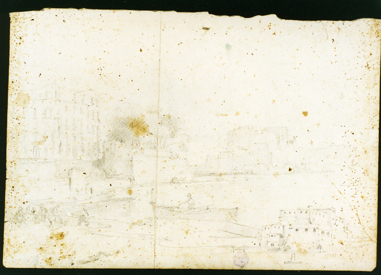 Castel dell'Ovo (disegno) di Serritelli Giovanni (metà sec. XIX)