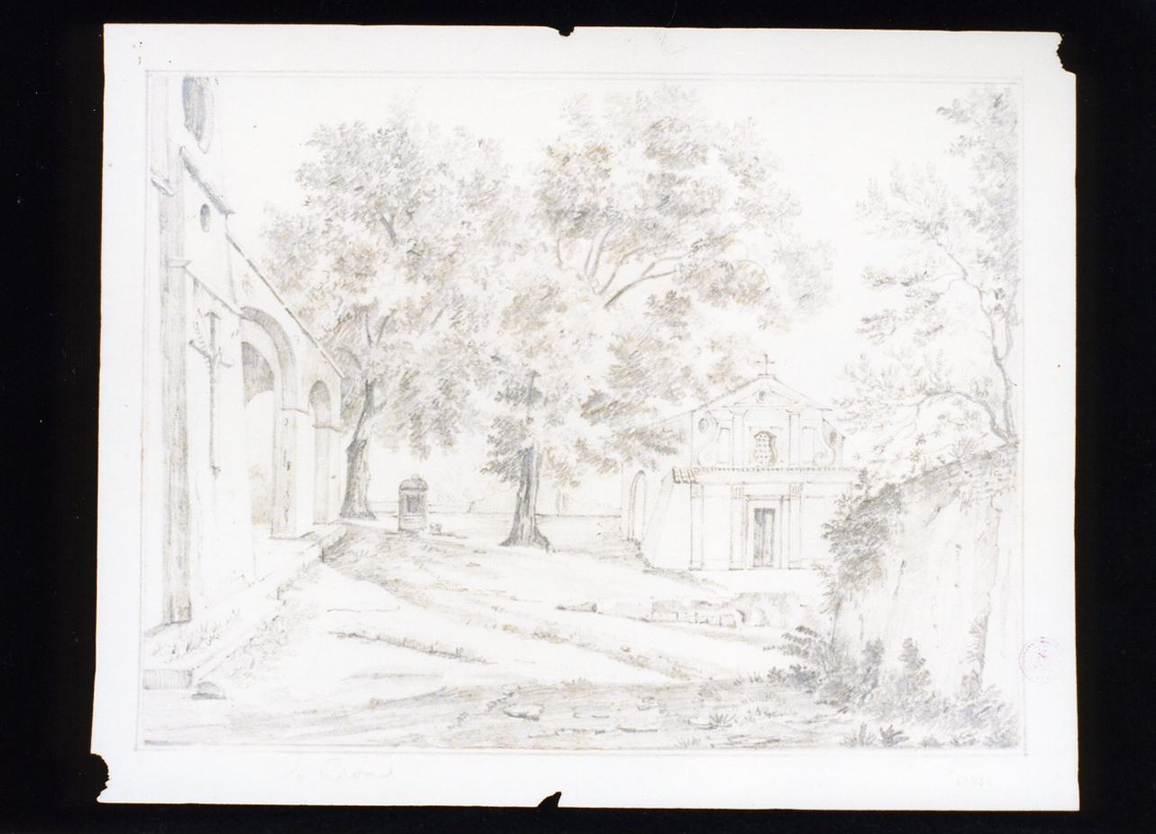 paesaggio con torre (disegno) di Gigante Giacinto (prima metà sec. XIX)