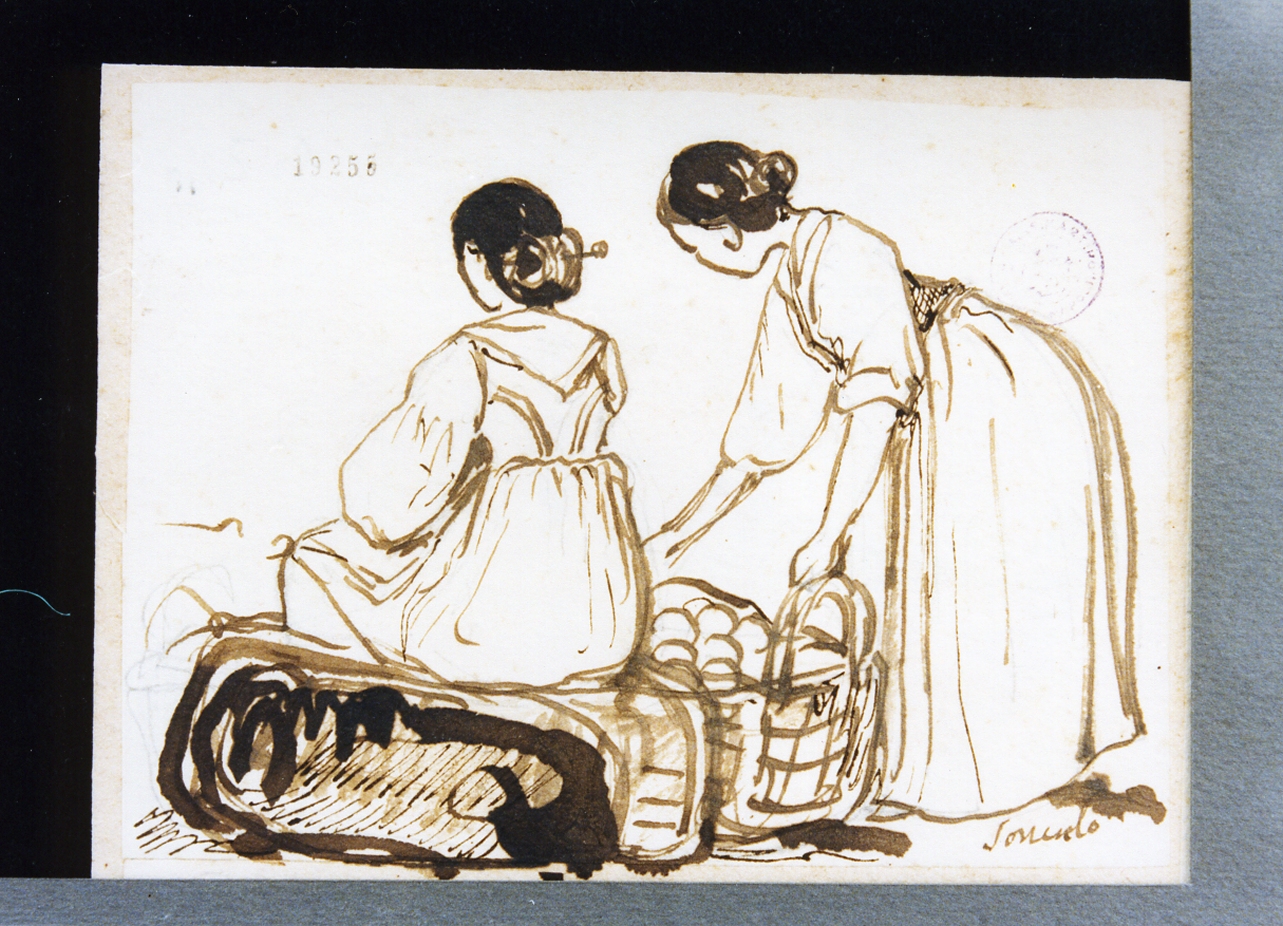 popolane di Sorrento (disegno) di Gigante Giacinto (prima metà sec. XIX)