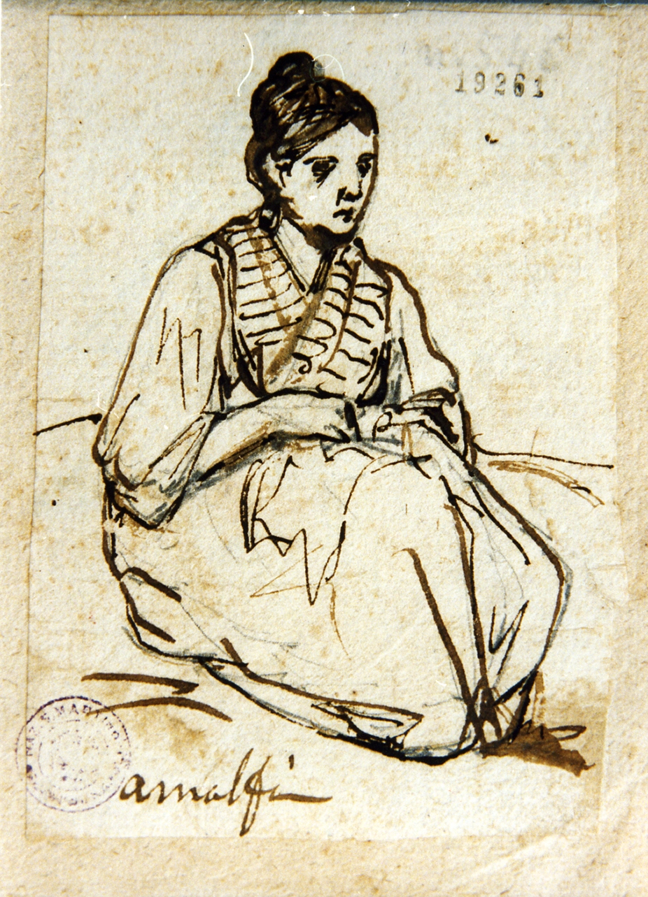 donna seduta di Amalfi (disegno) di Gigante Giacinto (prima metà sec. XIX)