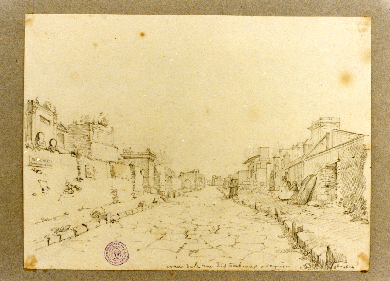 veduta degli scavi di Pompei (disegno) di Vervloet Frans (primo quarto sec. XIX)