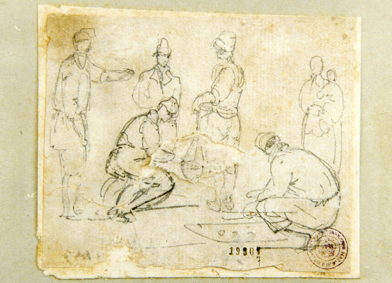 figure al mercato (disegno) di Gigante Giacinto (prima metà sec. XIX)