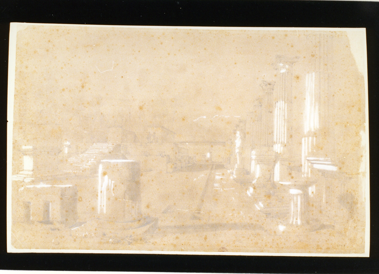 veduta del tempio di Apollo a Pompei (disegno) di Franceschini Vincenzo (inizio sec. XIX)