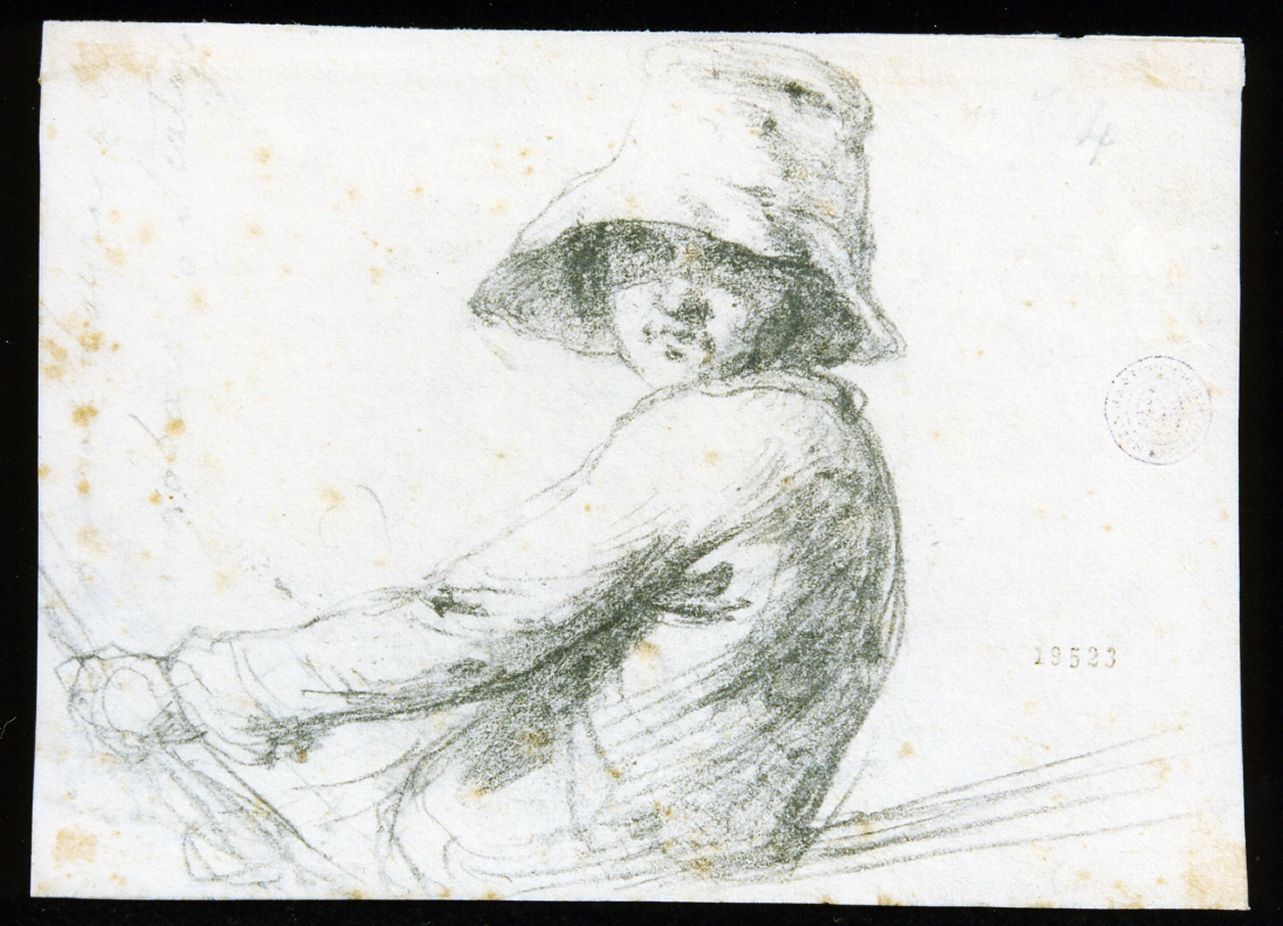 fanciullo seduto (disegno) di Serritelli Giovanni (prima metà sec. XIX)