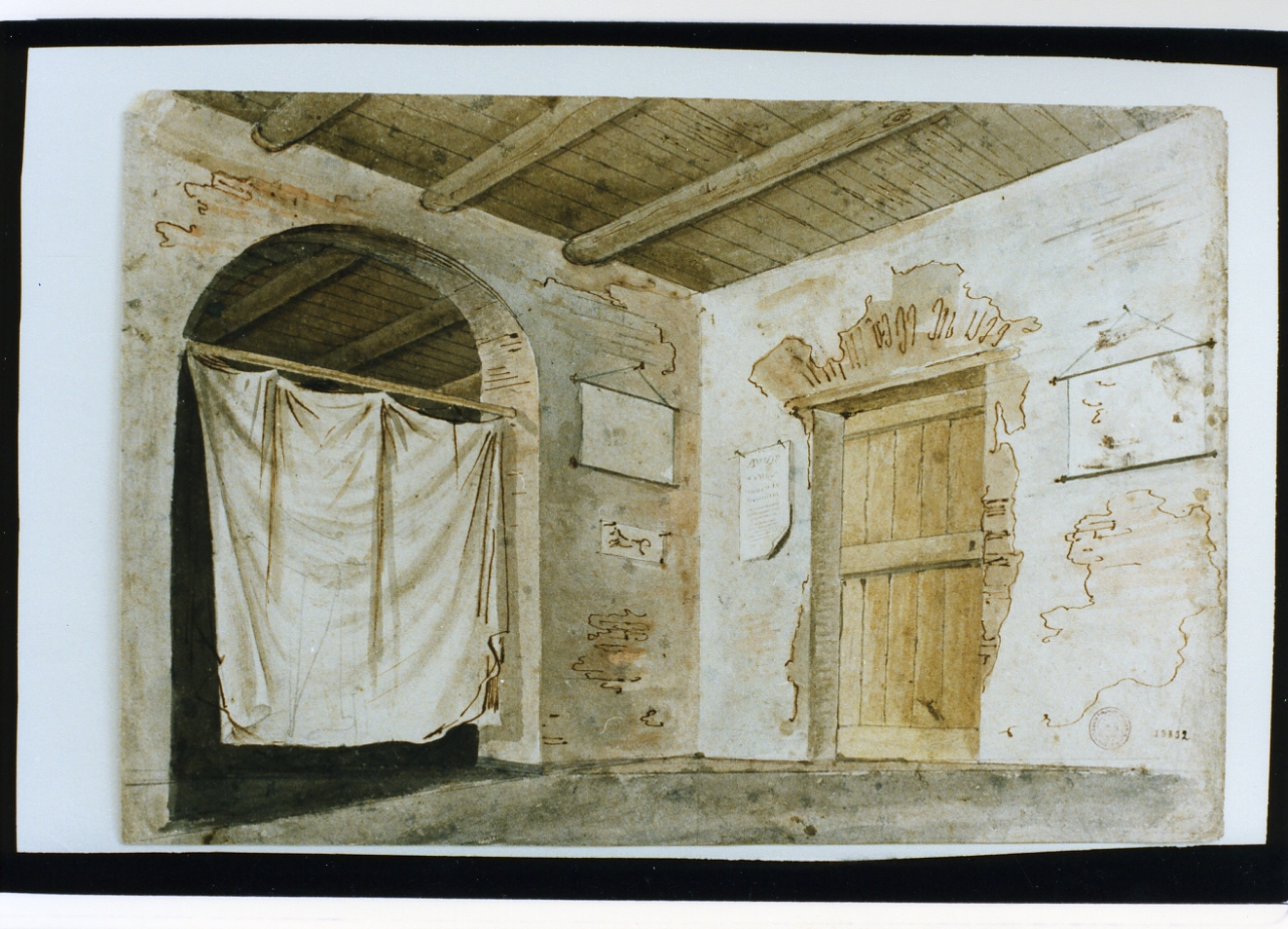 interno rustico (disegno) di Vianelli Achille (prima metà sec. XIX)