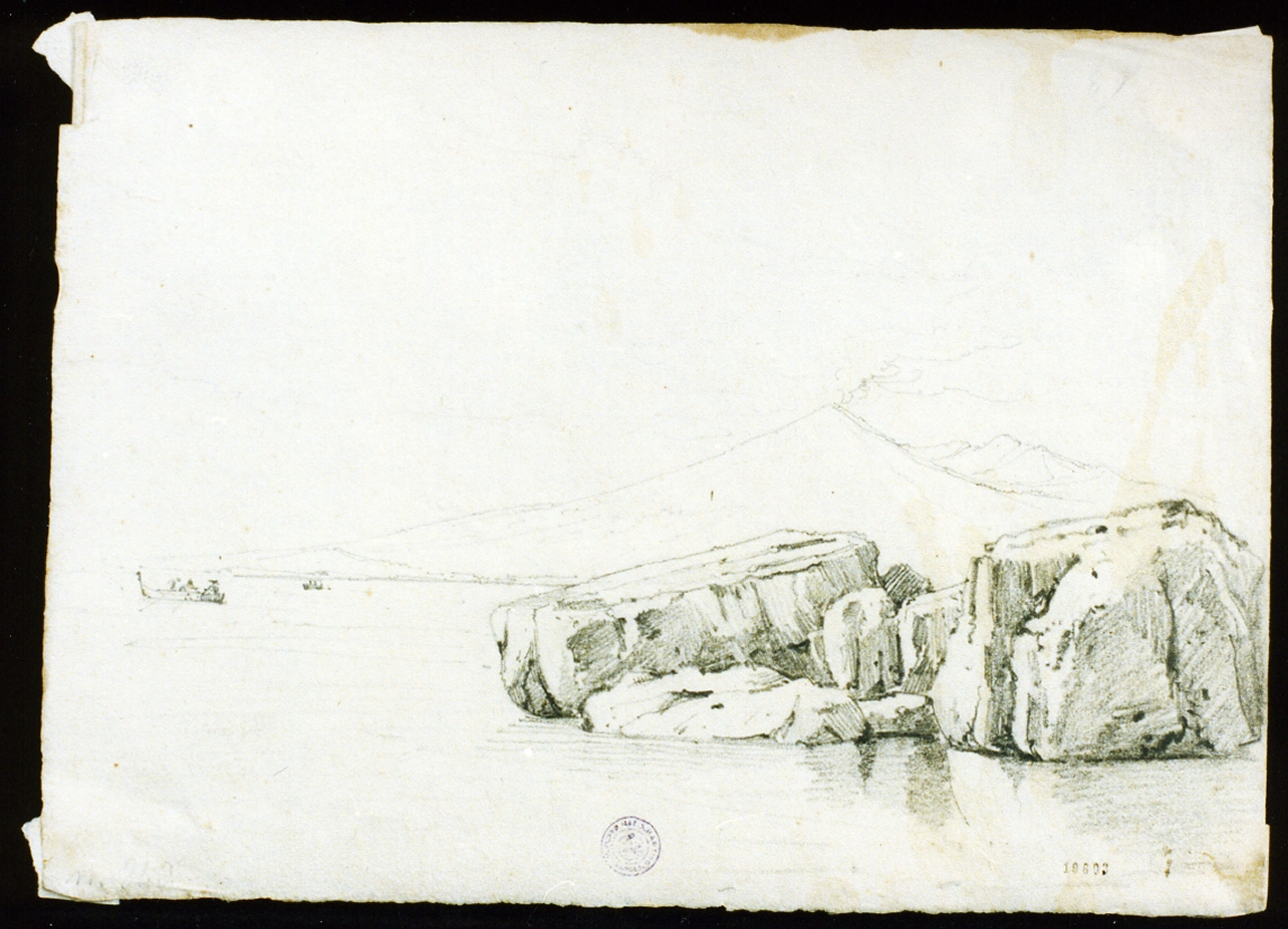 veduta del Vesuvio dal mare (disegno) di Vianelli Achille (prima metà sec. XIX)