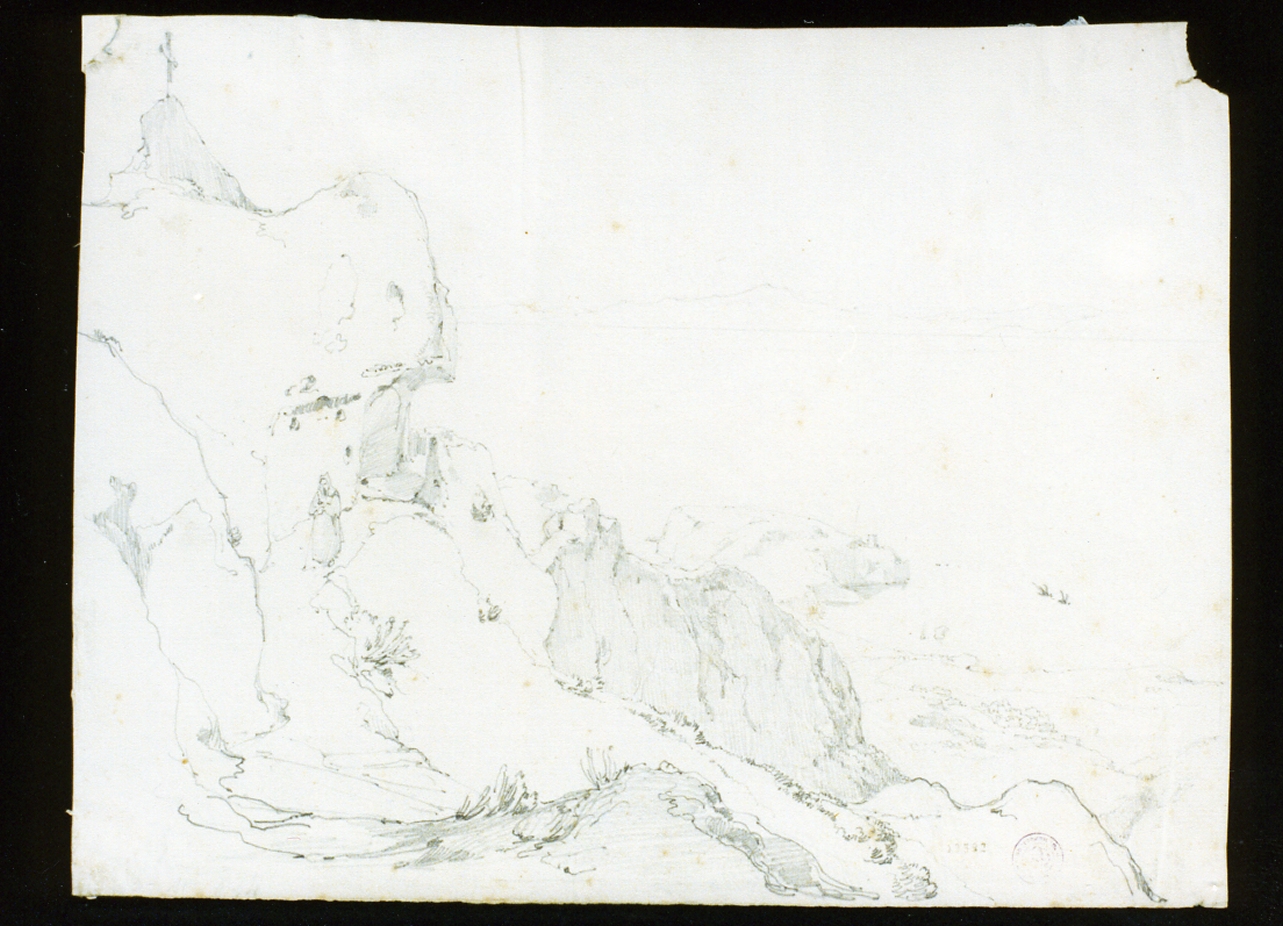 veduta dell'Epomeo ad Ischia (disegno) di Vianelli Achille (prima metà sec. XIX)