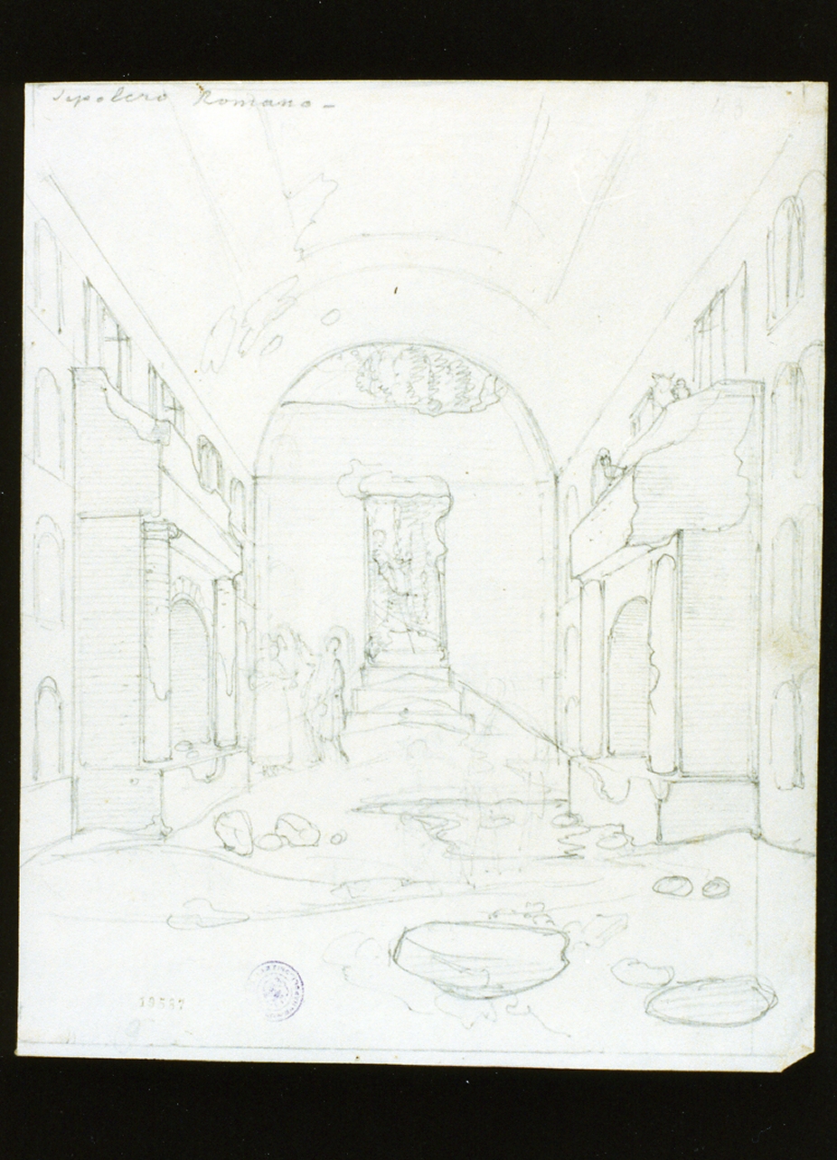 sepolcro romano a Pozzuoli (disegno) di Vianelli Achille (prima metà sec. XIX)