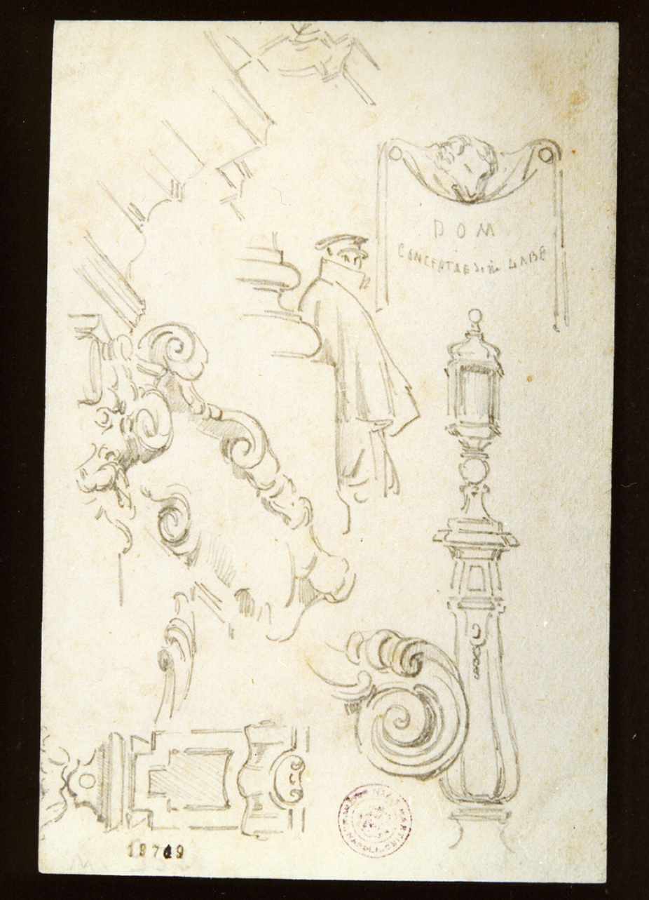 elementi decorativi di architettura (disegno) di Vianelli Achille (prima metà sec. XIX)