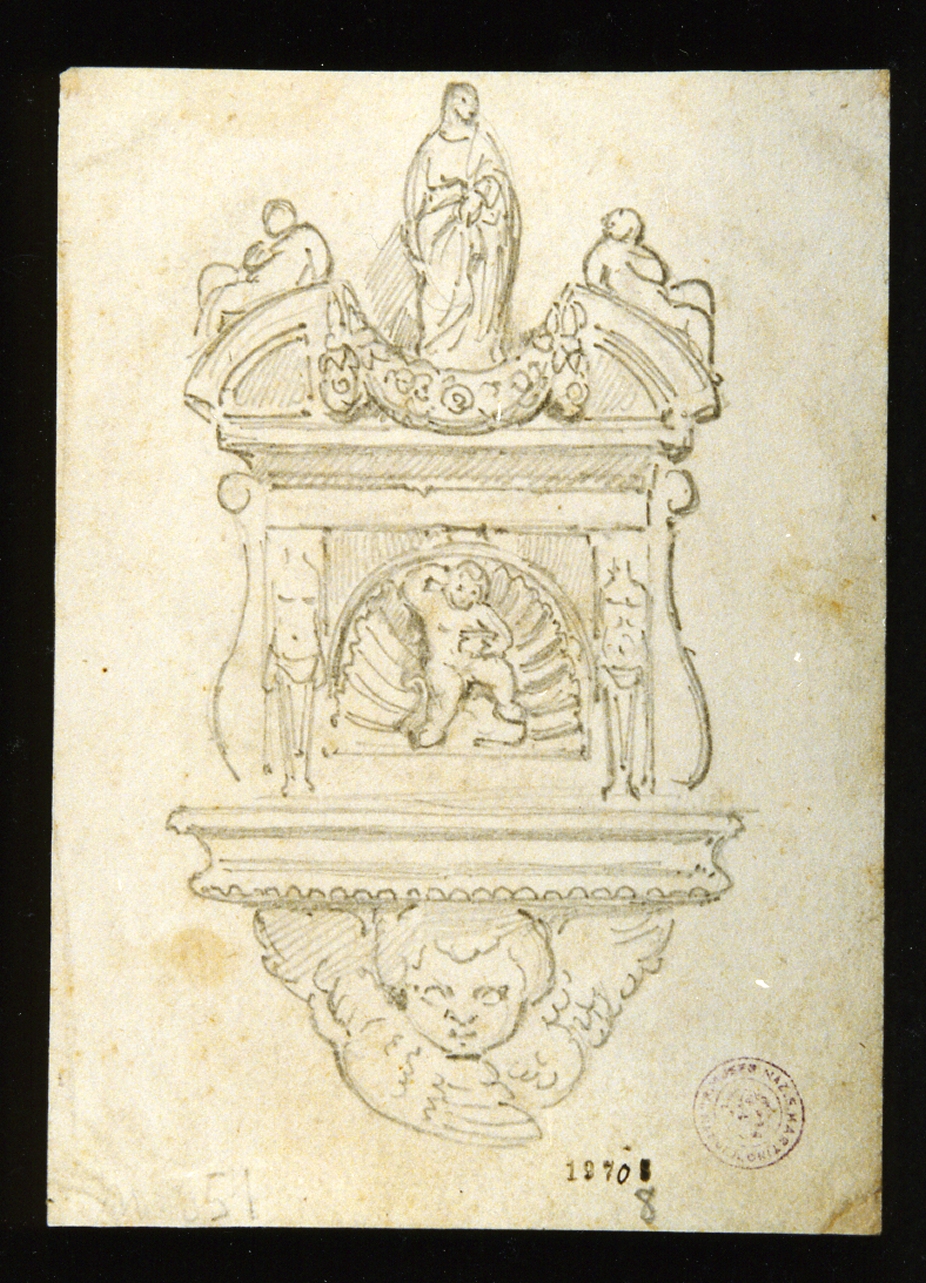 acquasantiera (disegno) di Vianelli Achille (prima metà sec. XIX)