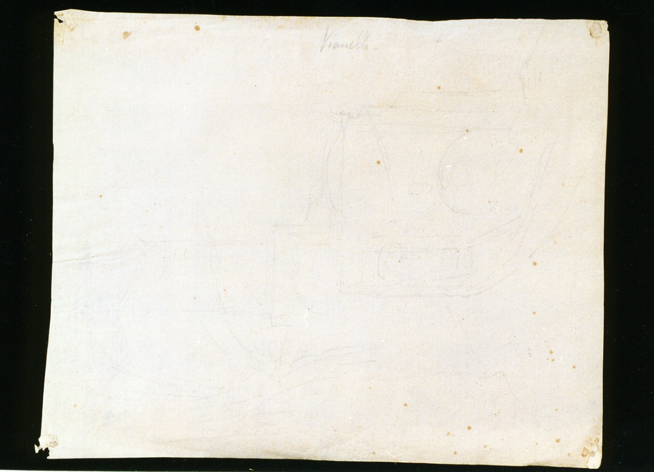 paesaggio con architettura (disegno) di Vianelli Achille (prima metà sec. XIX)