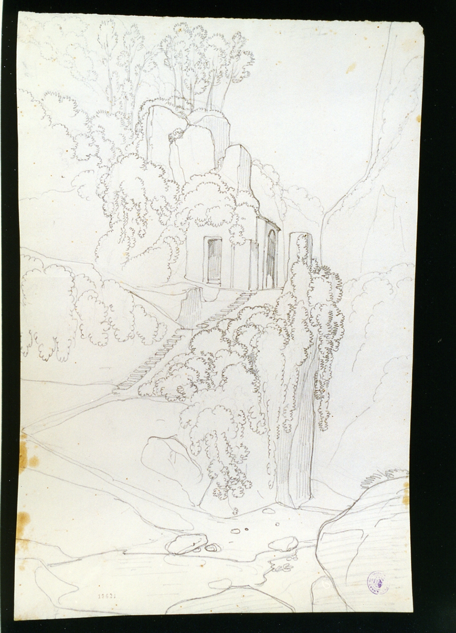 studio di paesaggio (disegno) di Vianelli Achille (prima metà sec. XIX)