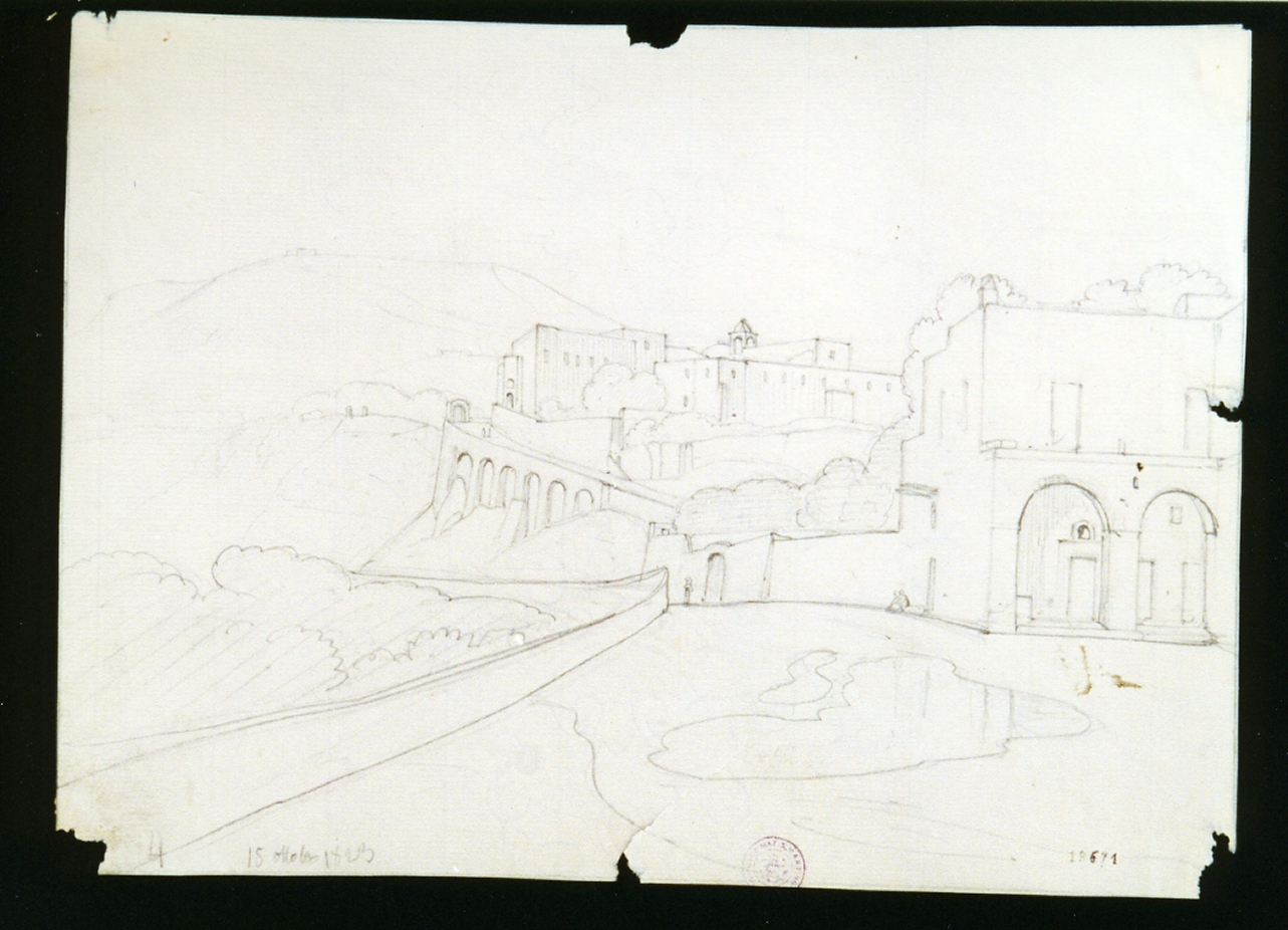 veduta di paese (disegno) di Vianelli Achille (sec. XIX)