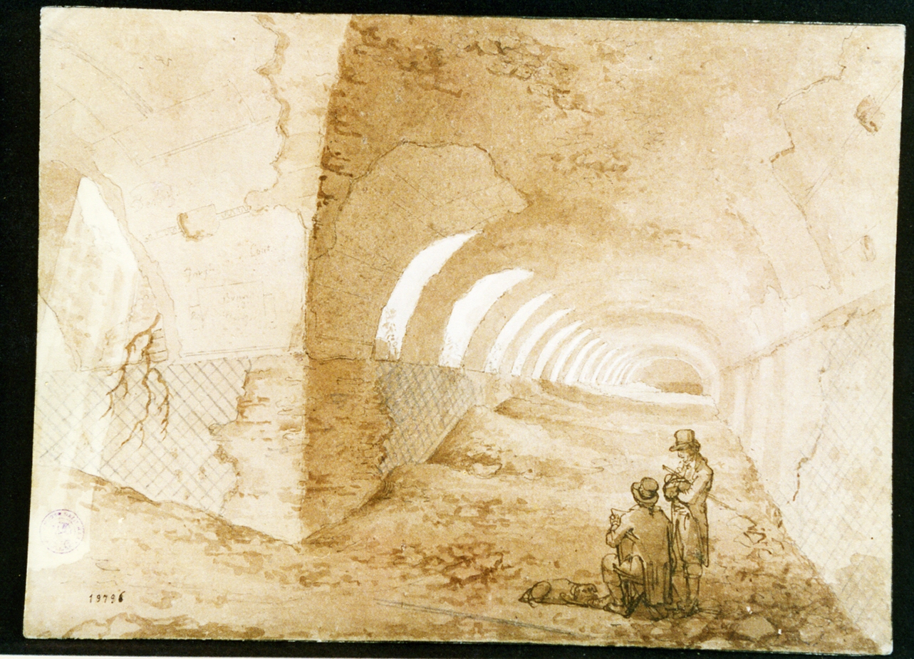 scavi con figure (disegno) - ambito napoletano (prima metà sec. XIX)