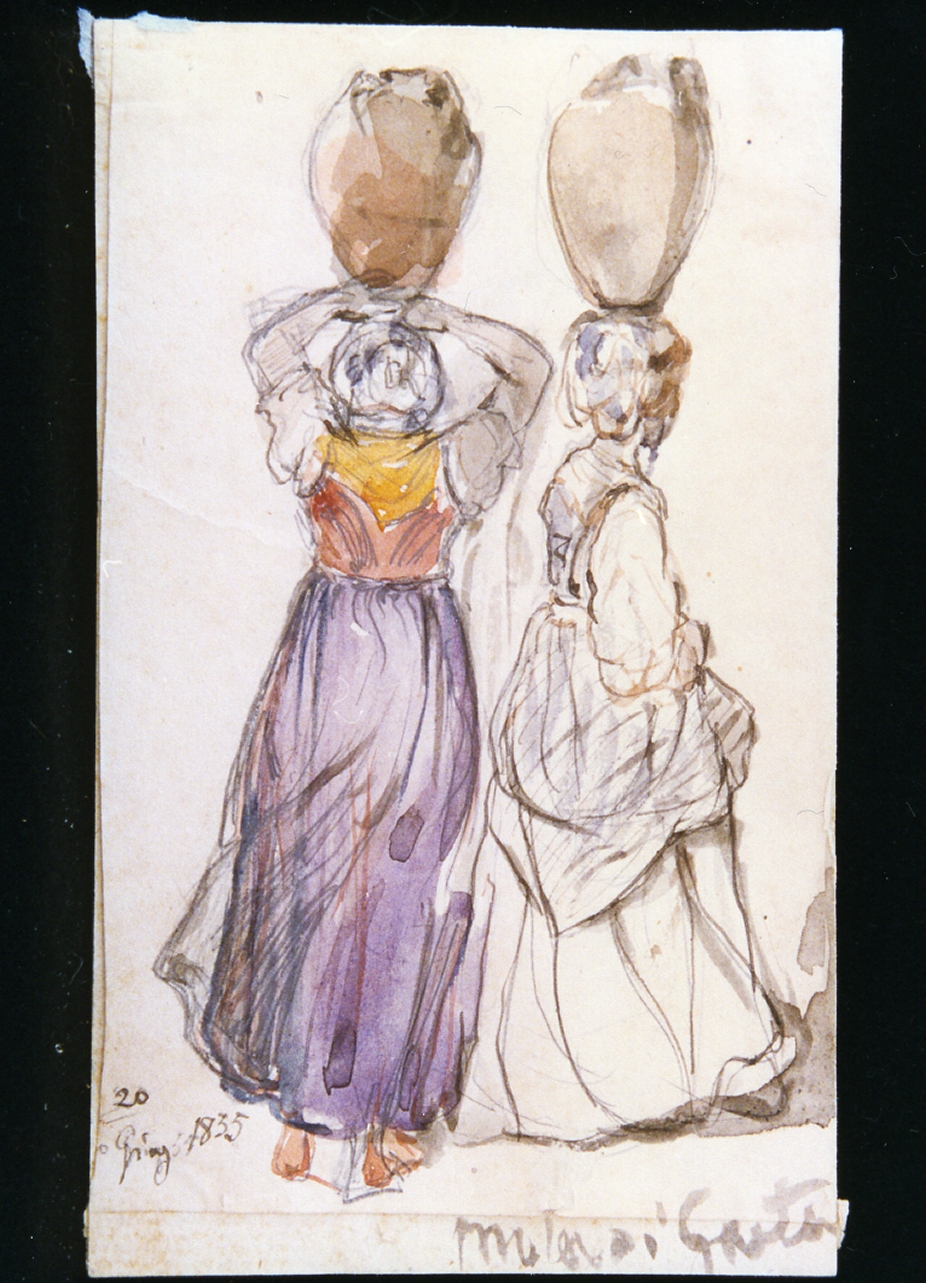 contadine di Mola di Gaeta (disegno) di Gigante Giacinto (sec. XIX)