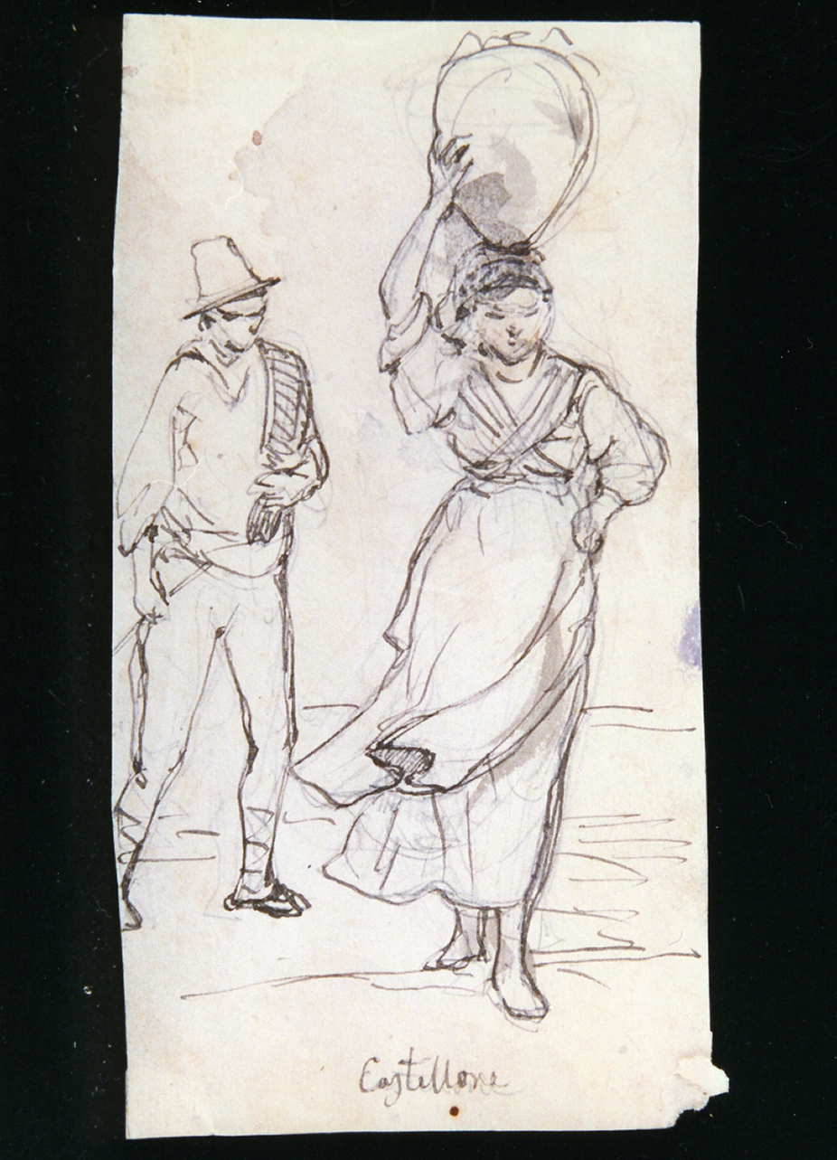 contadini di Castellone (disegno) di Gigante Giacinto (secondo quarto sec. XIX)
