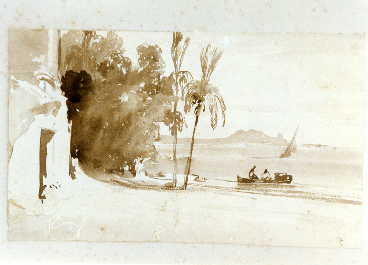 paesaggio marino (disegno) di Gigante Giacinto (sec. XIX)