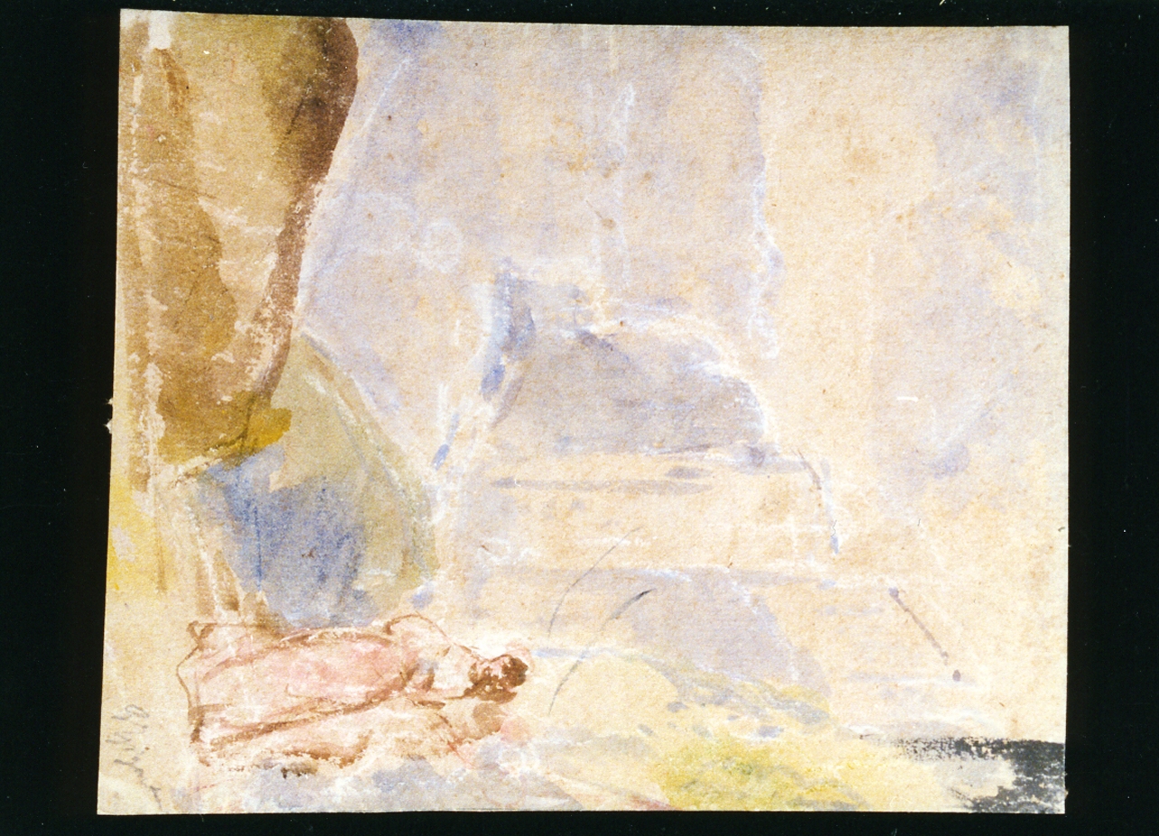 paesaggio con figure (disegno) di Gigante Giacinto (sec. XIX)