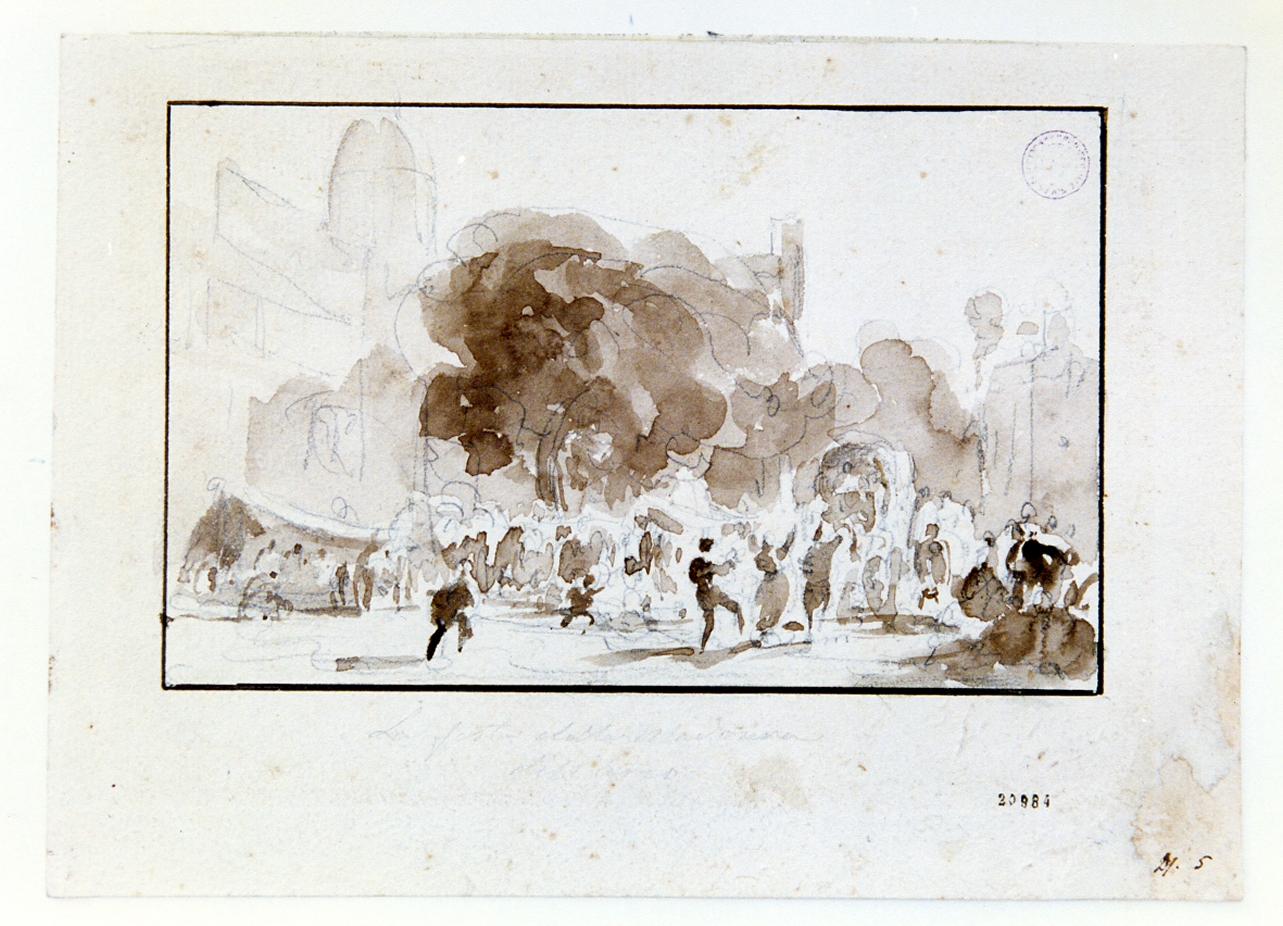 festa della Madonna dell'Arco (disegno) di Pitloo Anton Sminck (sec. XIX)