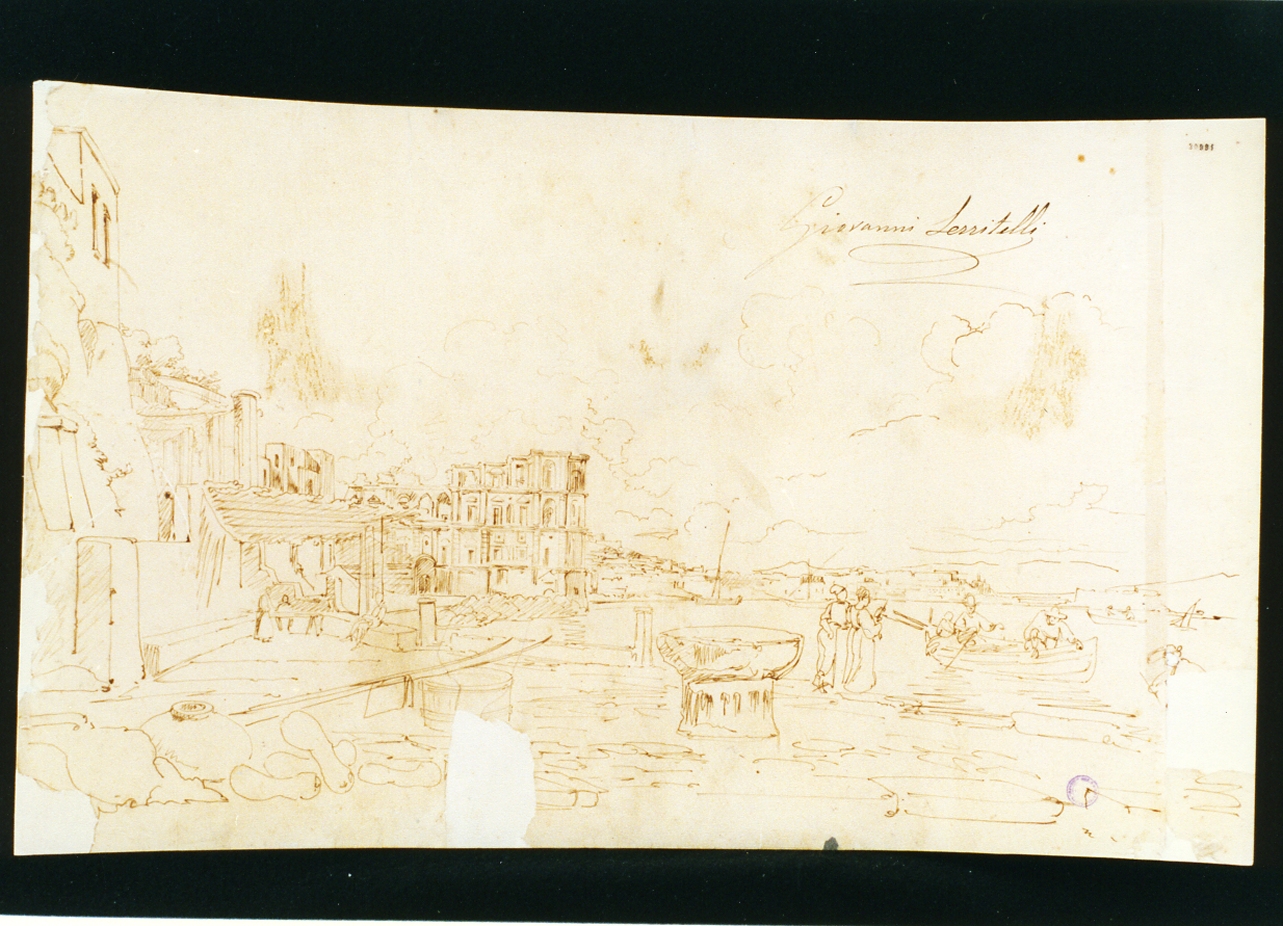 veduta di Palazzo Donn'Anna a Napoli (disegno) di Serritelli Giovanni (sec. XIX)