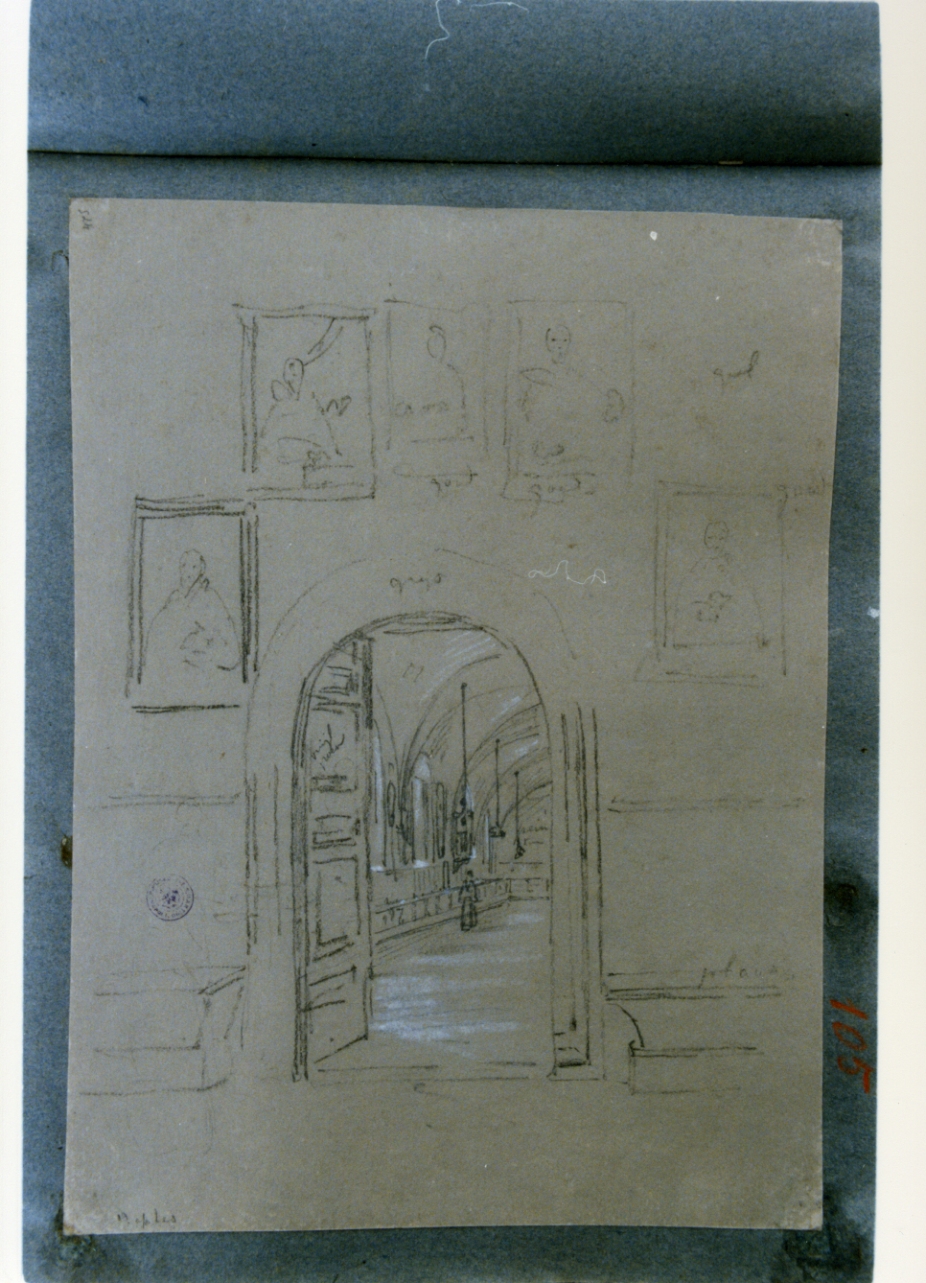 interno di una chiesa (disegno) di Vervloet Frans (secondo quarto sec. XIX)