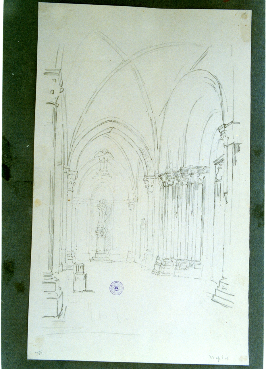 interno di un'abbazia di Casamari (disegno) di Vervloet Frans (sec. XIX)