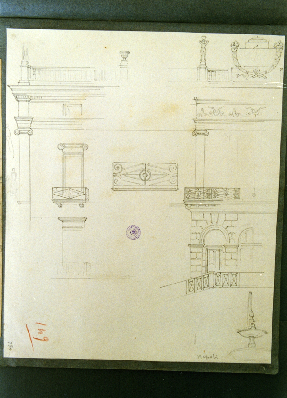 studio di elementi architettonici (disegno) di Vervloet Frans (secondo quarto sec. XIX)