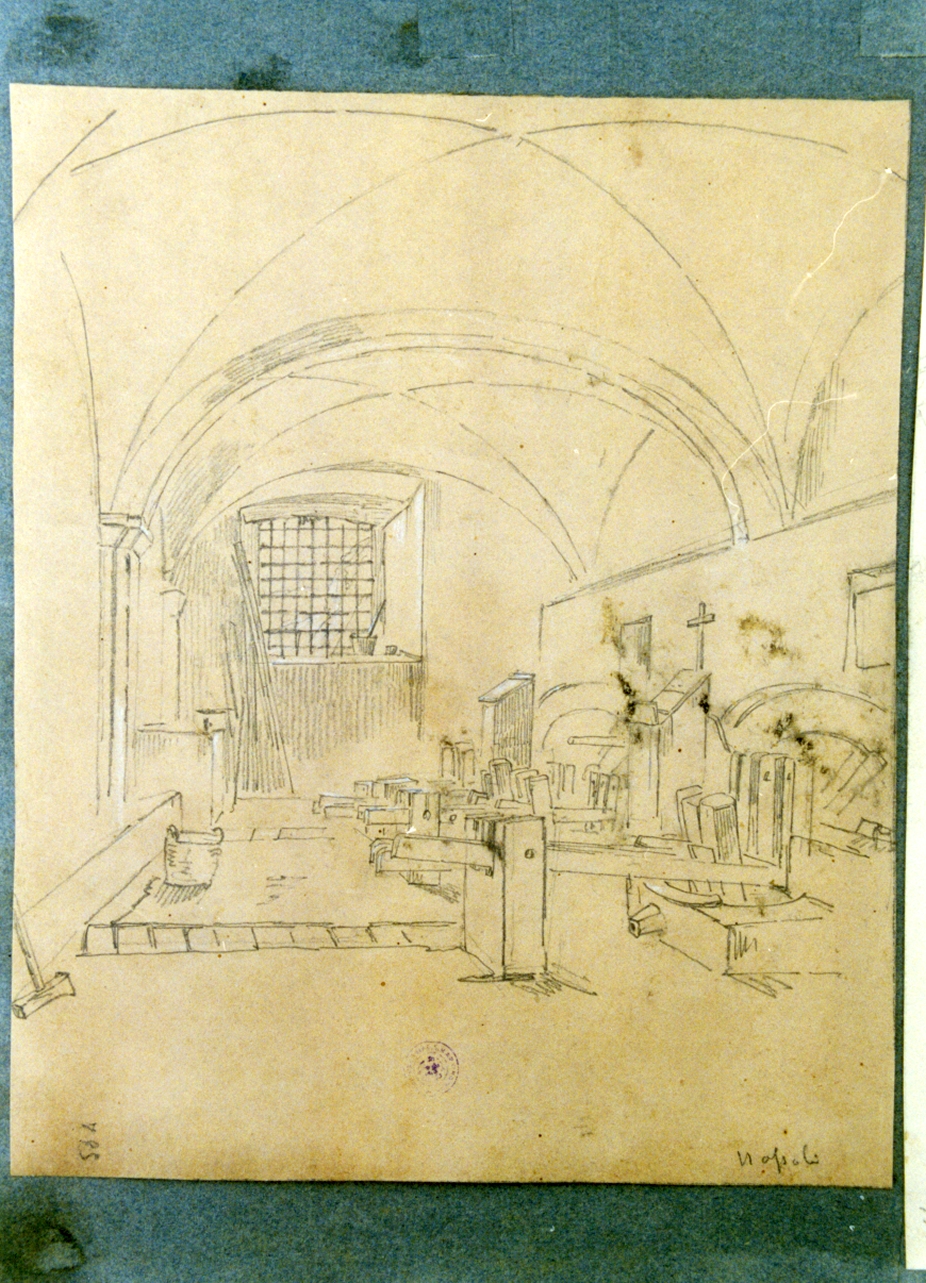 interno di ambiente con copertura a volta (disegno) di Vervloet Frans (sec. XIX)