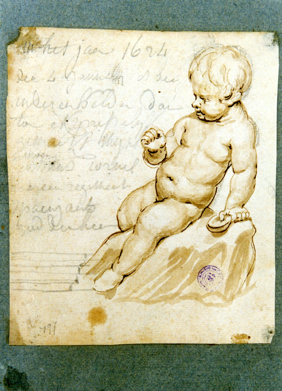 putto seduto (disegno) di Vervloet Frans (sec. XIX)