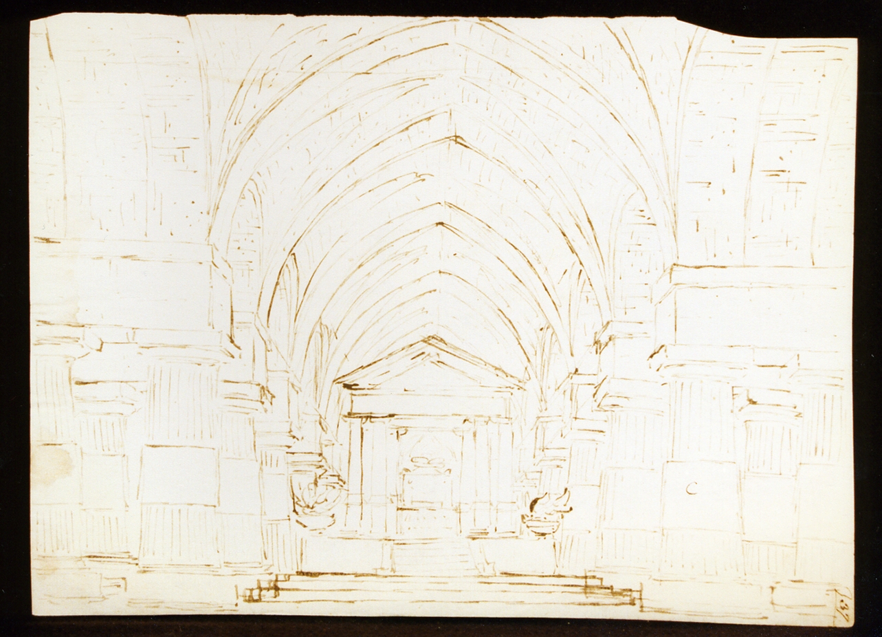 schizzo per scenografia con fuga di archi (disegno) di Niccolini Antonio (scuola) (sec. XIX)