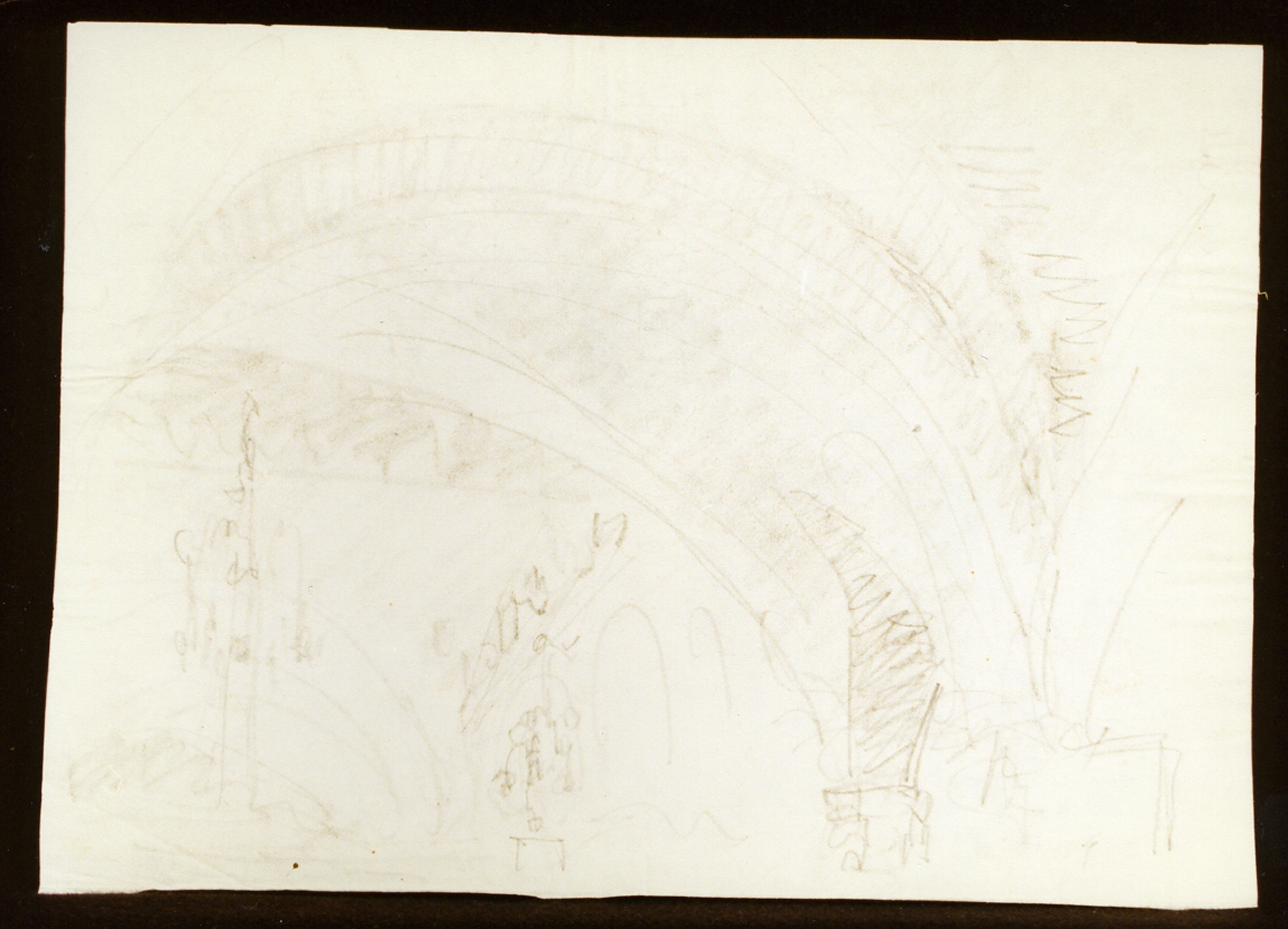 schizzo per scenografia con archi (disegno) di Niccolini Antonio (scuola) (sec. XIX)