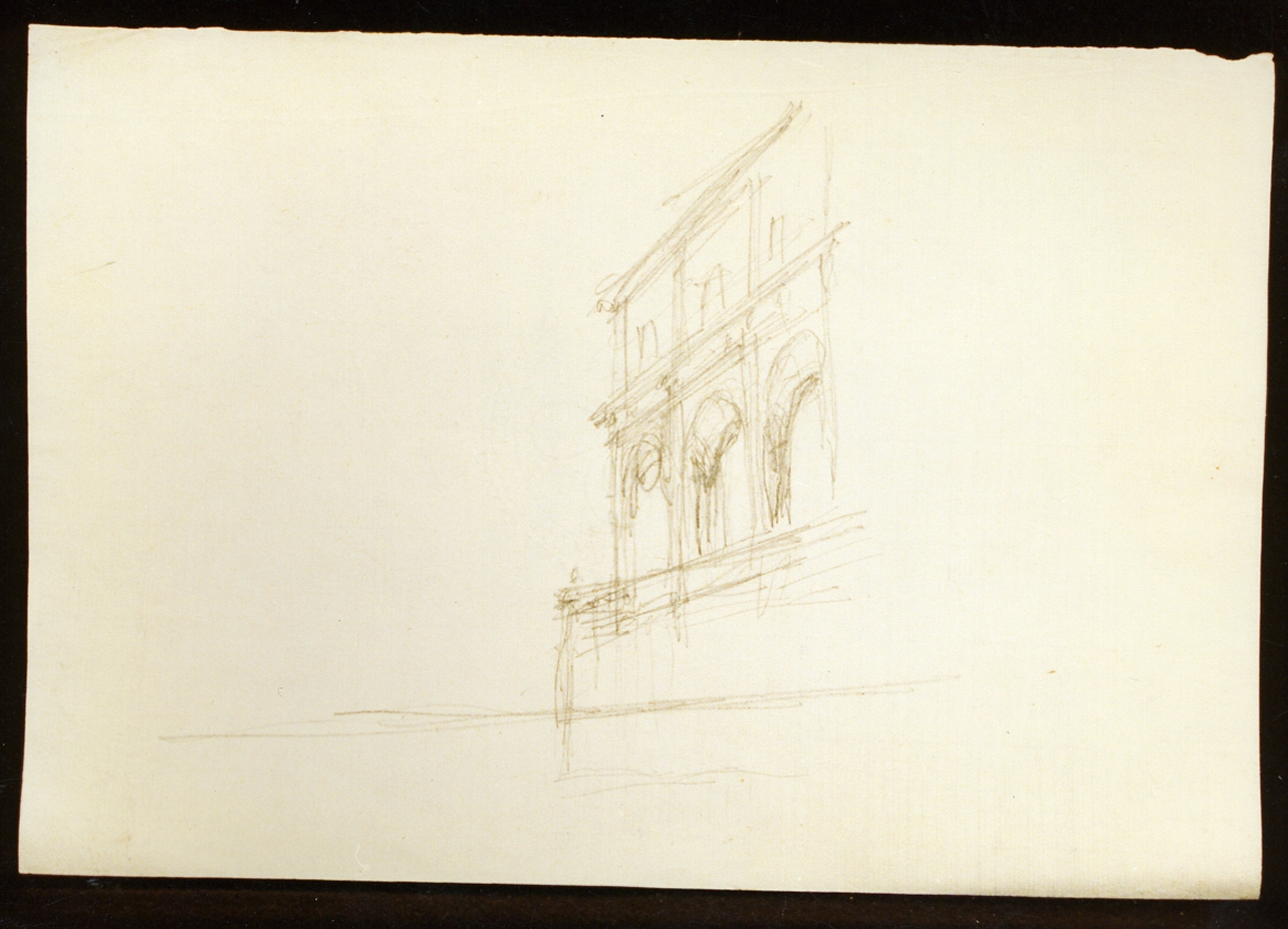 schizzo per scenografia con elementi architettonici (disegno) di Niccolini Antonio (scuola) (sec. XIX)